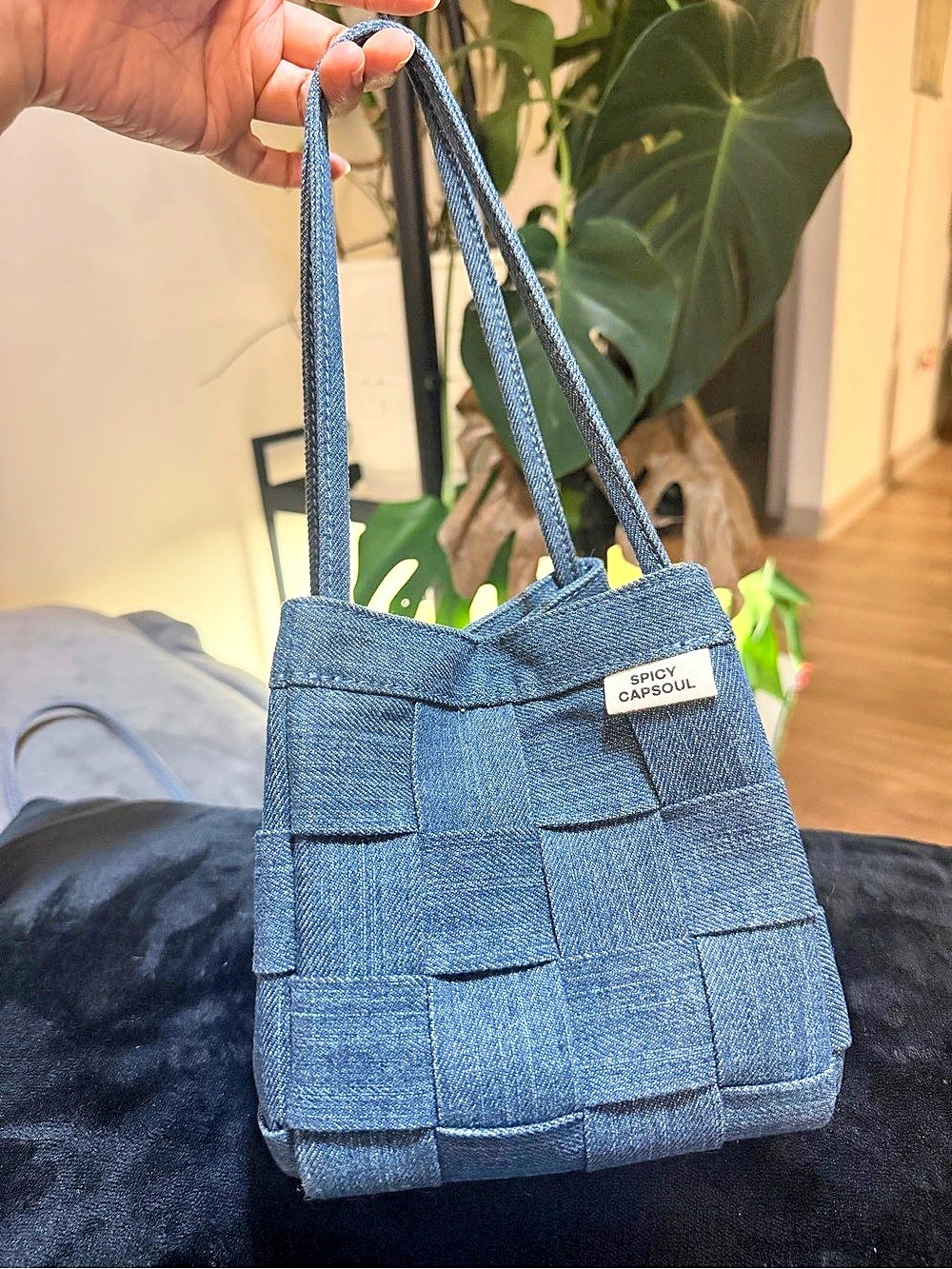 Spicy Capsoul Wonton Jeans Bag Blue Denim Tote